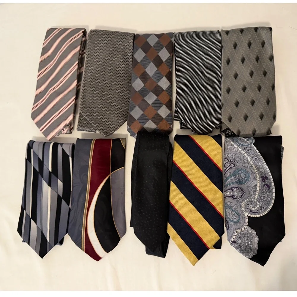 Mens Designer Silk Tie Lot 10pc Banana Republic Calvin Klein Stafford Arrow Tie